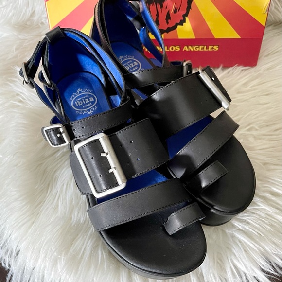 Jeffrey Campbell Laica Buckled Platform Sandals 9, Black Strappy Sandals, Punk - Picture 4 of 12